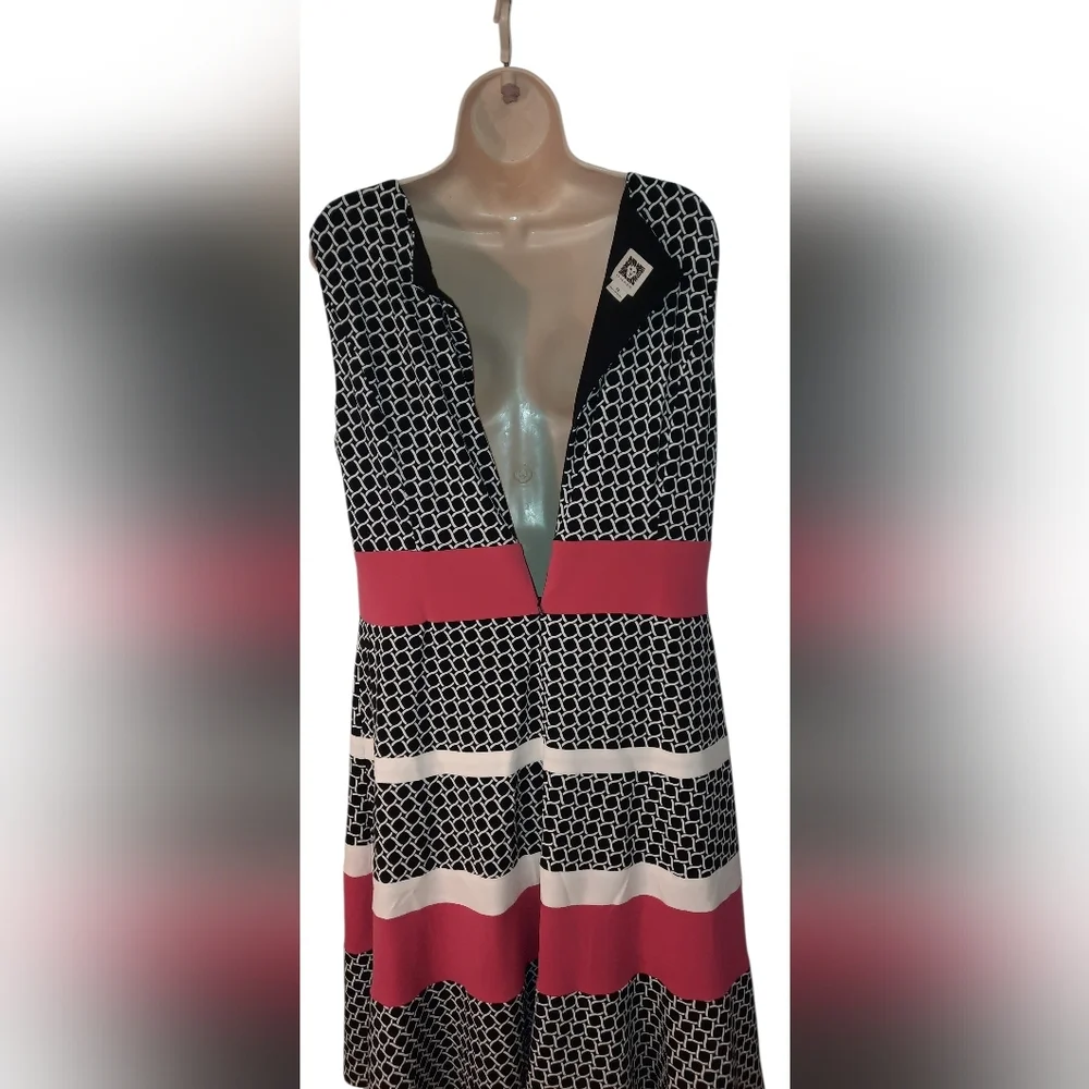 Anne Klein Black and Red Patterned Midi Dress - Picture 5 of 10